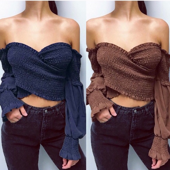 Aluna Levi Tops - Navy Off Shoulder Crossover Top Aluna Levi Tops - Navy Off Shoulder Crossover Top